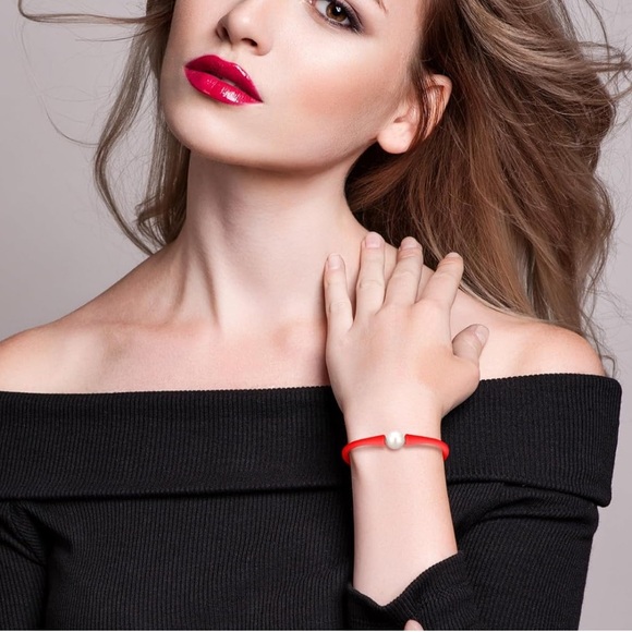 Silicone FRESH WATER PEARL Bracelet | OS | Orange - Picture 4 of 6